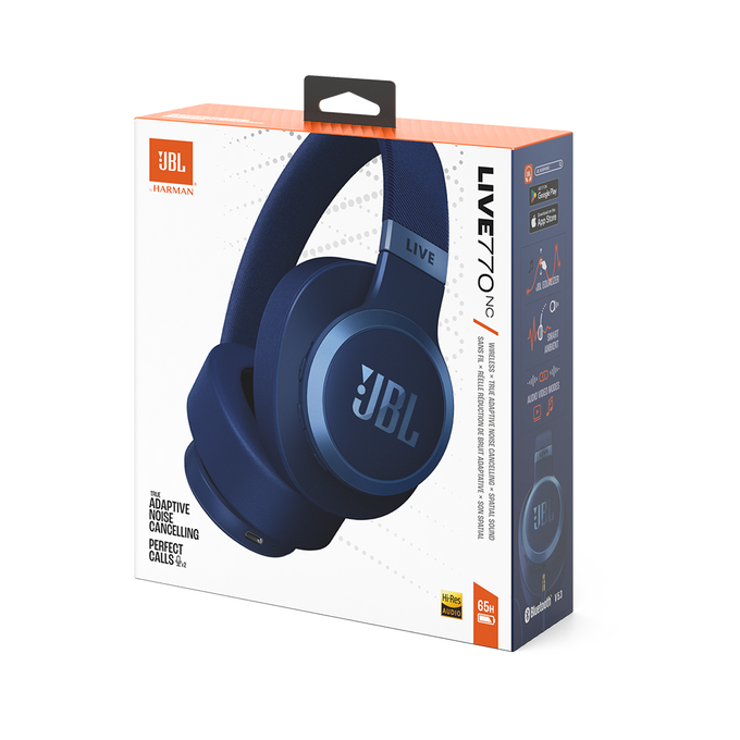 JBL Live 770NC - Blue - Wireless Over-Ear Headphones with True Adaptive Noise Cancelling - Detailshot 10 image number null